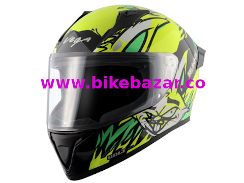 Vega Bolt Bunny Glossy Neon Black Yellow Full Face Helmet