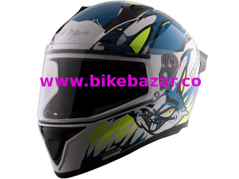 Vega Bolt Bunny Gloss White Blue Full Face Helmet